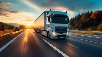 truck on the road with motion blur background
