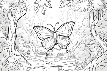 Fototapeta premium Educational Butterfly Coloring Page for Kids