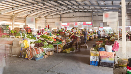 Fruit market in the emirate of Ajman timelapse. United Arab Emirates