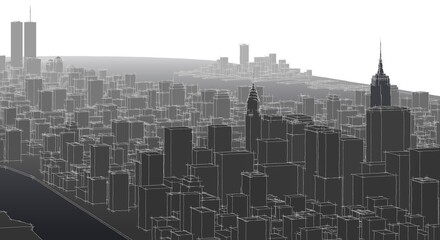 Obraz premium modern city panorama 3d illustration