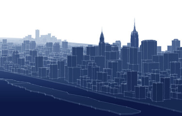 modern city panorama 3d illustration