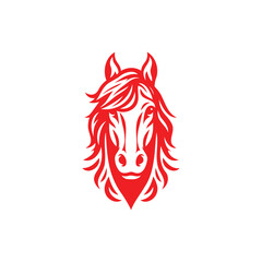 Red and White illustration of Head Horse