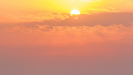 Sunset in Ajman aerial view from rooftop timelapse. United Arab Emirates.