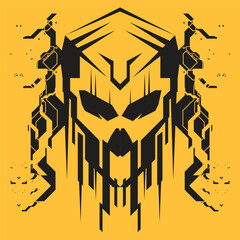 Fototapeta na wymiar scifi cyberpunk robot devil ghost mask template, 2d illustration rendering vector