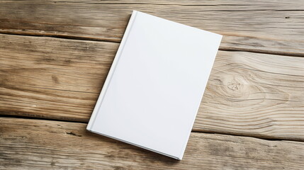 Empty magazine cover mockup template on a wooden table, ready for your design