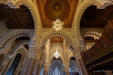Interior of Hassan II Mosque in Casablanca - obrazy, fototapety, plakaty