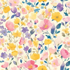 Vintage Floral Pattern with Elegant Roses on light Background Vintage Floral Elegance: Timeless Garden Illustration. Design for background, graphic design, print, poster, interior, packaging paper