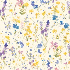 Vintage Floral Wallpaper Design with Elegant Pastel Blooms Vintage Floral Elegance: Timeless Garden Illustration. Design for background, graphic design, print, poster, interior, packaging paper