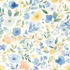 Vintage Floral Pattern with Pastel Wildflowers on Cream Background Vintage Floral Elegance. Design for background, graphic design, print, poster, interior, packaging paper