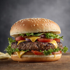 hamburger on a black background