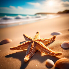 Starfish on the sandy seashore