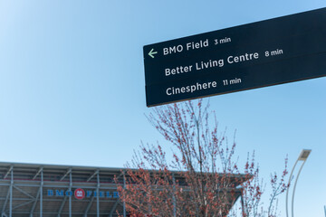 Obraz premium location marker and direction sign to BMO Field in Toronto, Canada