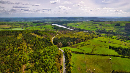 Aerial Panorama of Verdant Landscape in North Yorkshire