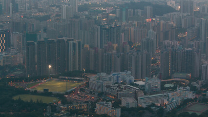 Fei ngo shan Kowloon Peak day to night timelapse Hong Kong cityscape skyline.