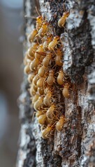 Fascinating Macro View of Winter Termites Nestled Together in Tree Canopy - Nature's Intricate Architecture Revealed