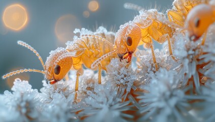 Obraz premium Fascinating Macro View of Winter Termites Nestled Together in Tree Canopy - Nature's Intricate Architecture Revealed