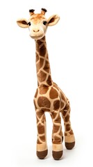 Obraz premium Cute Soft Plush Giraffe Toy on White Background