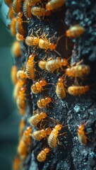 Obraz premium Fascinating Macro View of Winter Termites Nestled Together in Tree Canopy - Nature's Intricate Architecture Revealed