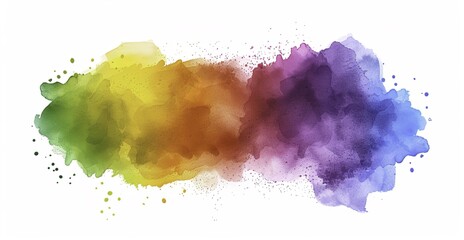 Watercolor Splash with Rainbow Colors on White Background: Clip Art Style Illustration