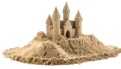 Fototapeta na wymiar Realistic sand in the shape of a castle