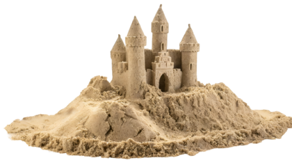 Realistic sand in the shape of a castle