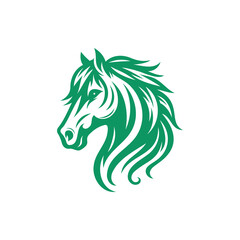 Green and White Illustration of Head Horse on Side Footage