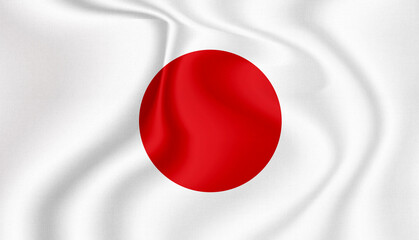 Japan national flag in the wind illustration image