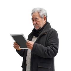 senior person with tablet computer