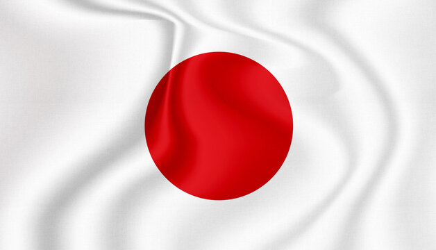 Japan national flag in the wind illustration image