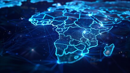 Digital Africa map with blue lines
