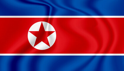 North Korea national flag in the wind illustration image
