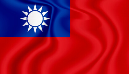 Taiwan national flag in the wind illustration image