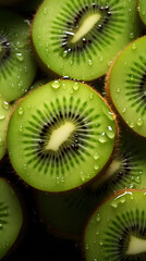 fresh kiwi fruit adorned with glistening raindrops of water background poster 