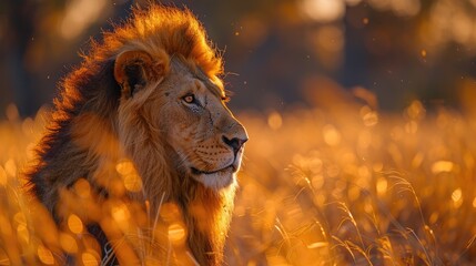 African Lion, Male. Botswana Wildlife. Lion, Close-up Detail Portrait. Hot Season In Africa -...
