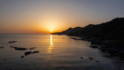 夕日と日御碕海岸