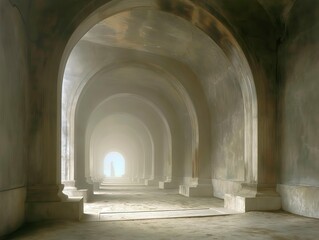 Obraz premium AI generated illustration of a spacious archway entrance to an ancient building tunnel