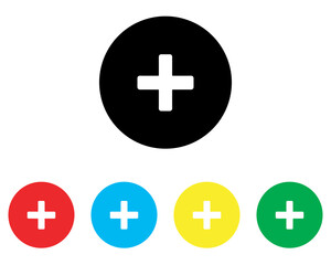 Obraz premium Add icon vector. Plus sign symbol in trendy flat style. Set elements in colored icons. Medical cross vector icon illustration isolated on white background