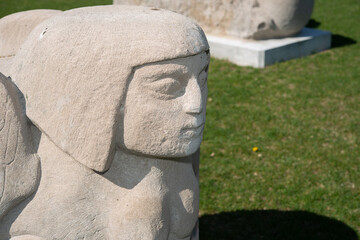 Obraz premium The Sphinx sculpture at Garden of the Greek Gods (stone object sculpted by EB Cox) at Exhibition Place in Toronto, Canada