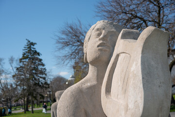 Obraz premium Orpheus sculpture at Garden of the Greek Gods (stone object sculpted by EB Cox) at Exhibition Place in Toronto, Canada