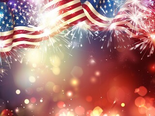 USA, American, FLAG, memorial, independence day,4th of July ,American flag on fireworks display background, universal ,colorful ,joyful, memorial independence day,4th of July.