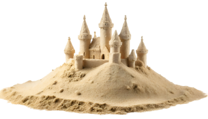 Close up view of a sandcastle
