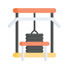 Squat rack vector, fitness equipment icon, gym workout machine