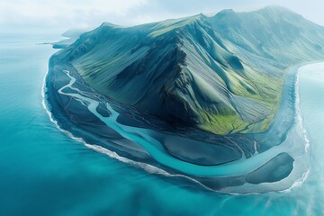 AI generated illustration of a vast landscape with numerous mountains