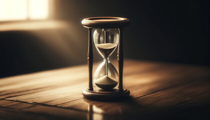 Close-Up of Sand Flowing through a Vintage Hourglass