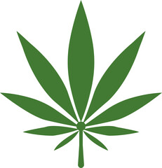 Marijuana cannabis Leaf Vector Icon icon. Leaf weed hemp logo. Medicine concept, vector isolated on transparent background, Herbaceous Feature vector symbol for UI design.in black and green color