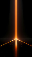 A beam of light shines on a black background, creating an orange glow effect