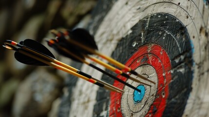 Bullseye target with arrows hitting the center