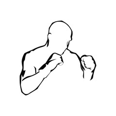 Boxer black and white silhouette vector design, boxing silhouette