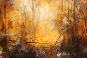 Golden Glade Glimpse, abstract landscape art, painting background, wallpaper, generative ai