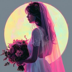 a woman in a wedding dress holding a bouquet